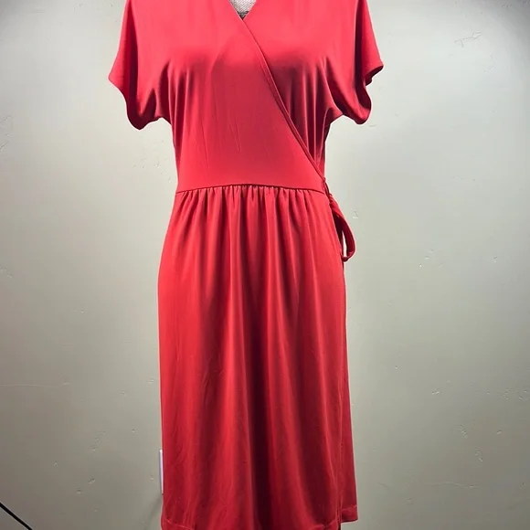 Ann Taylor | Dresses | Ann Taylor Orange Pleated Tie Front Midi Dress |  Poshmark